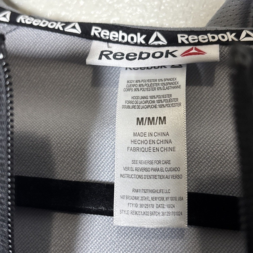Reebok Classic Mens Grey Neon Full Zip Hooded Windbreaker Jacket REM251JK02 M - Picture 4 of 15